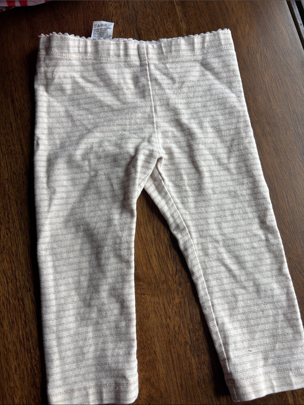 Soft Cream sparkle silver threading Stripe Kids Leggings